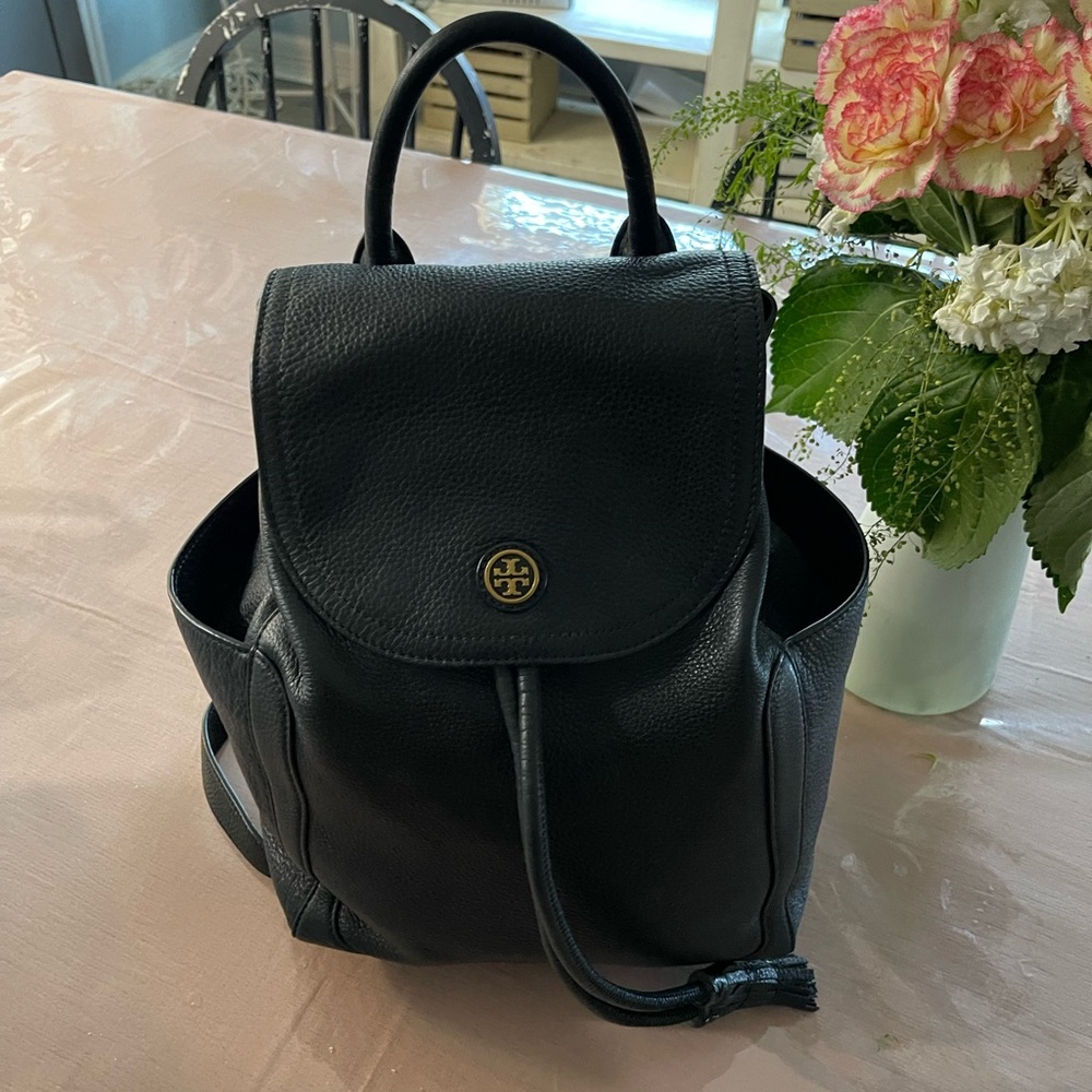 Tory Burch Black Backpack with Gold Hardware